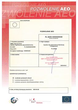 Certyfikat AEO dla agencji celnej MMPJ